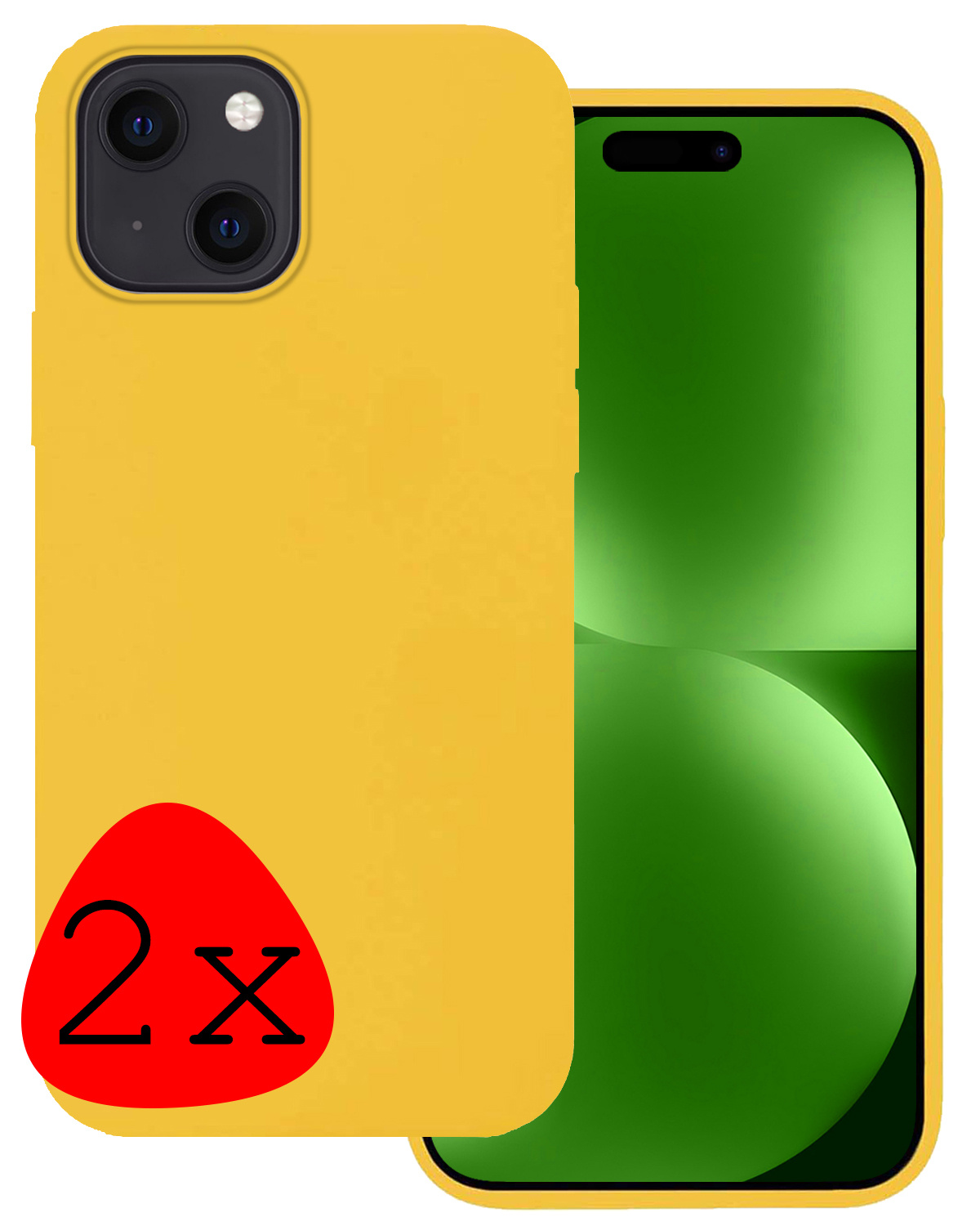 BASEY. Hoes Geschikt voor iPhone 15 Hoesje Siliconen Back Cover Case - Hoesje Geschikt voor iPhone 15 Hoes Cover Hoesje - Geel - 2 Stuks