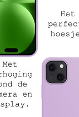 BASEY. Hoes Geschikt voor iPhone 15 Hoesje Siliconen Back Cover Case - Hoesje Geschikt voor iPhone 15 Hoes Cover Hoesje - Lila - 2 Stuks