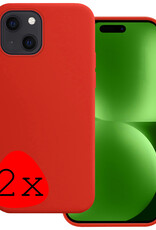 BASEY. Hoes Geschikt voor iPhone 15 Hoesje Siliconen Back Cover Case - Hoesje Geschikt voor iPhone 15 Hoes Cover Hoesje - Rood - 2 Stuks