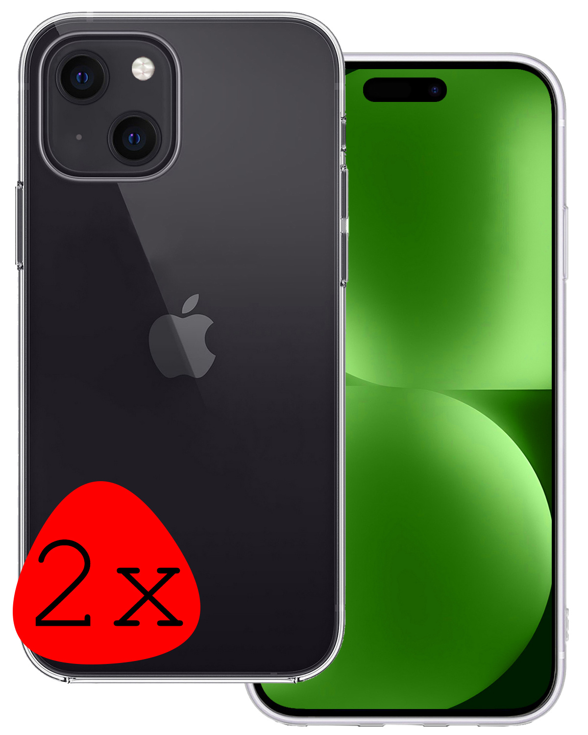 BASEY. Hoes Geschikt voor iPhone 15 Hoesje Siliconen Back Cover Case - Hoesje Geschikt voor iPhone 15 Hoes Cover Hoesje - Transparant - 2 Stuks