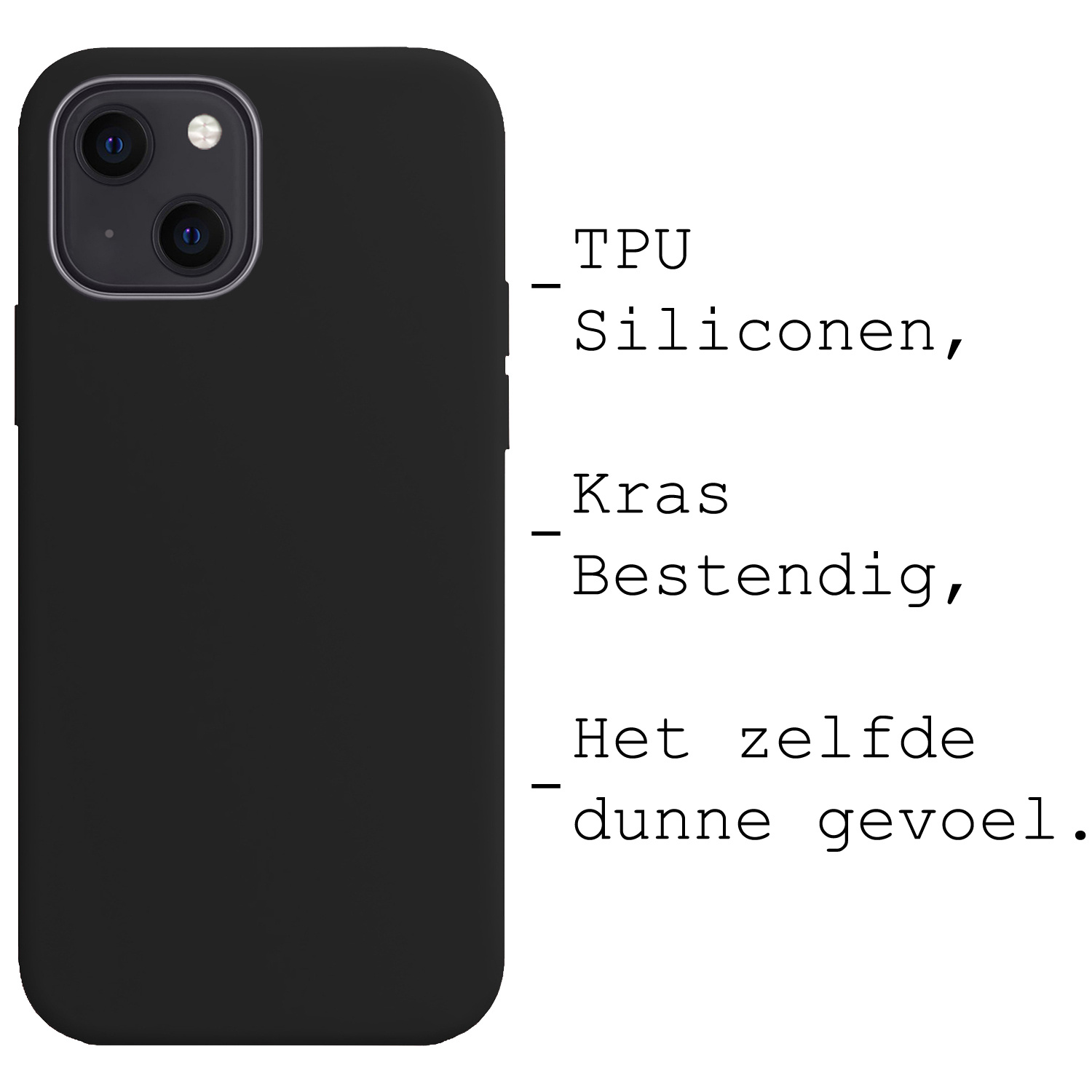 BASEY. Hoes Geschikt voor iPhone 15 Hoesje Siliconen Back Cover Case - Hoesje Geschikt voor iPhone 15 Hoes Cover Hoesje - Zwart - 2 Stuks