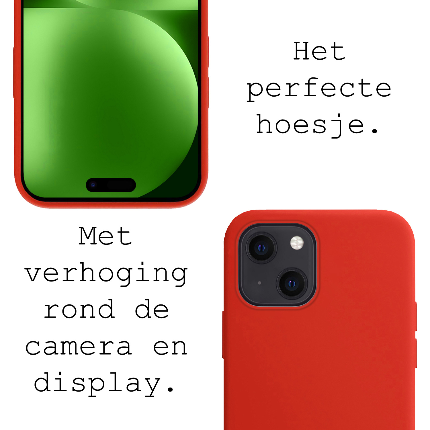 BASEY. Hoes Geschikt voor iPhone 15 Plus Hoesje Siliconen Back Cover Case - Hoesje Geschikt voor iPhone 15 Plus Hoes Cover Hoesje - Rood
