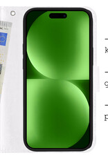 BASEY. Hoes Geschikt voor iPhone 15 Plus Hoesje Bookcase Hoes Flip Case Book Cover - Hoesje Geschikt voor iPhone 15 Plus Hoes Book Case Hoesje - Wit