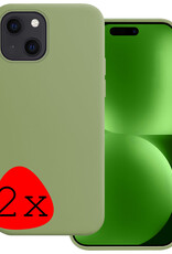 BASEY. Hoes Geschikt voor iPhone 15 Plus Hoesje Siliconen Back Cover Case - Hoesje Geschikt voor iPhone 15 Plus Hoes Cover Hoesje - Groen - 2 Stuks