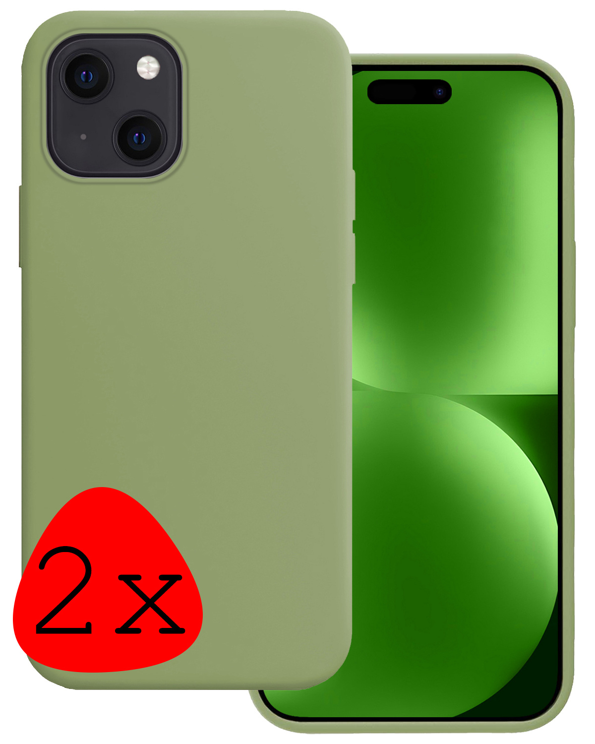 BASEY. Hoes Geschikt voor iPhone 15 Plus Hoesje Siliconen Back Cover Case - Hoesje Geschikt voor iPhone 15 Plus Hoes Cover Hoesje - Groen - 2 Stuks