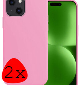 BASEY. BASEY. iPhone 15 Plus Hoesje Siliconen - Lichtroze - 2 PACK