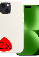 BASEY. Hoes Geschikt voor iPhone 15 Plus Hoesje Siliconen Back Cover Case - Hoesje Geschikt voor iPhone 15 Plus Hoes Cover Hoesje - Wit - 2 Stuks