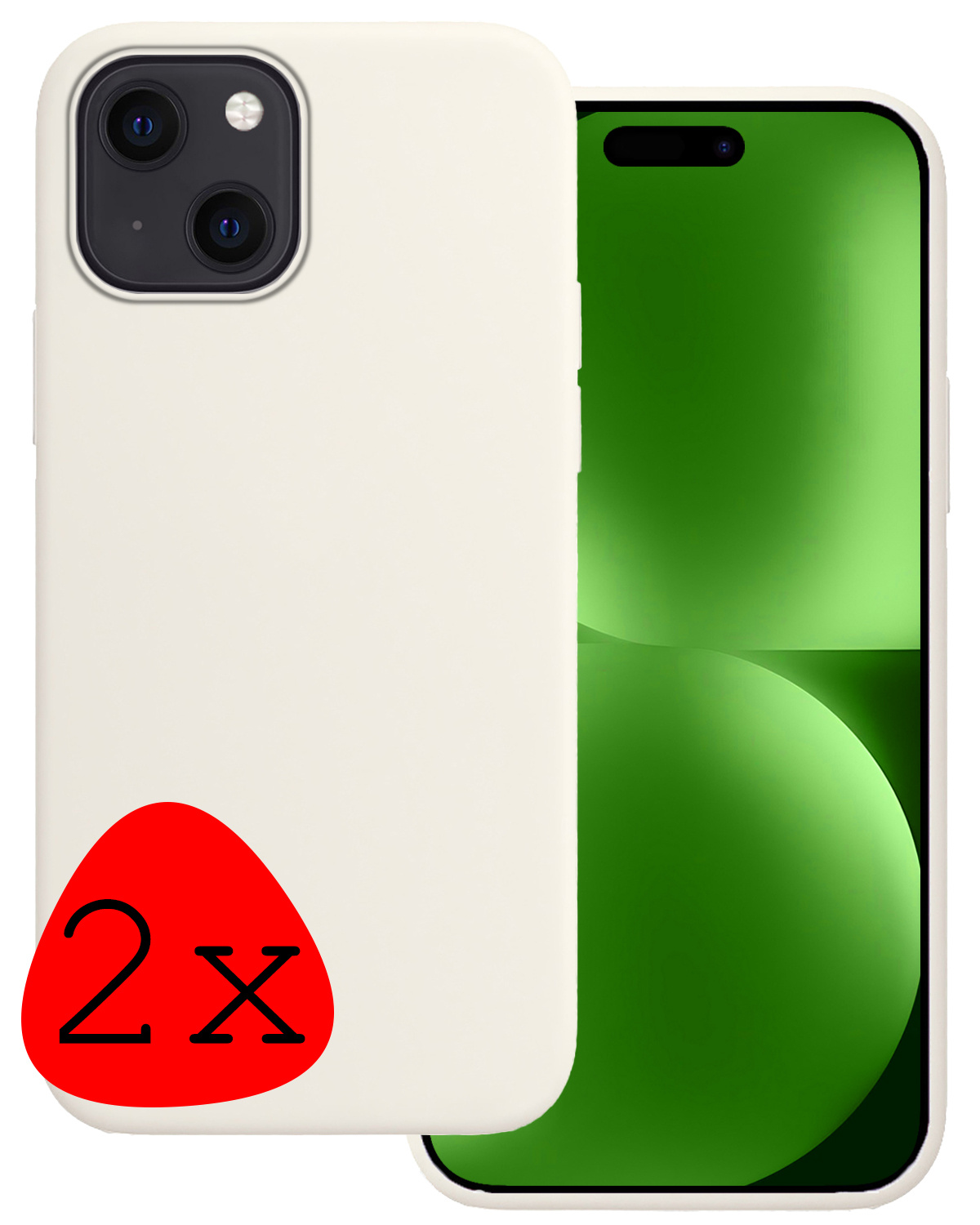 BASEY. Hoes Geschikt voor iPhone 15 Plus Hoesje Siliconen Back Cover Case - Hoesje Geschikt voor iPhone 15 Plus Hoes Cover Hoesje - Wit - 2 Stuks