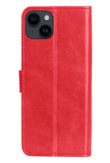 BASEY. Hoes Geschikt voor iPhone 15 Plus Hoesje Bookcase Hoes Flip Case Book Cover - Hoesje Geschikt voor iPhone 15 Plus Hoes Book Case Hoesje - Rood