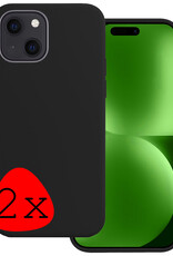 BASEY. Hoes Geschikt voor iPhone 15 Plus Hoesje Siliconen Back Cover Case - Hoesje Geschikt voor iPhone 15 Plus Hoes Cover Hoesje - Zwart - 2 Stuks