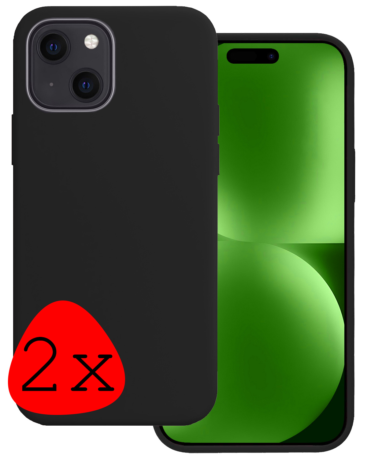 BASEY. Hoes Geschikt voor iPhone 15 Plus Hoesje Siliconen Back Cover Case - Hoesje Geschikt voor iPhone 15 Plus Hoes Cover Hoesje - Zwart - 2 Stuks