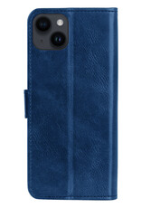 BASEY. Hoes Geschikt voor iPhone 15 Plus Hoesje Bookcase Hoes Flip Case Book Cover - Hoesje Geschikt voor iPhone 15 Plus Hoes Book Case Hoesje - Donkerblauw