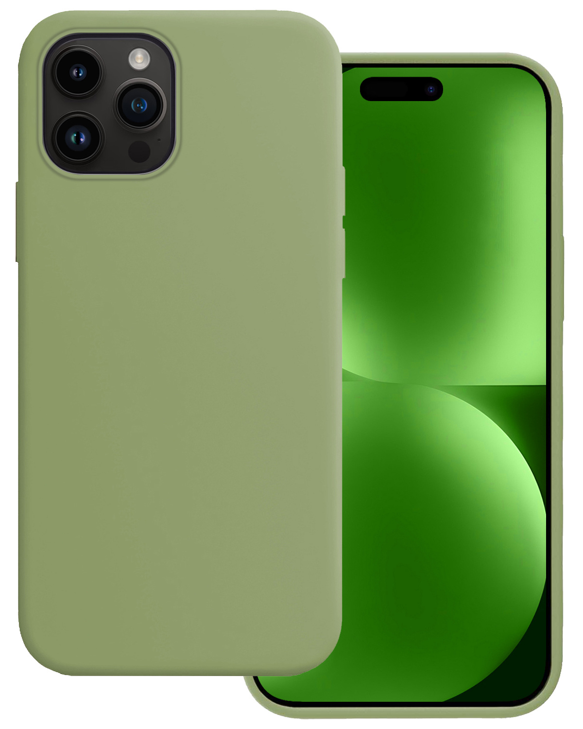 BASEY. Hoes Geschikt voor iPhone 15 Pro Hoesje Siliconen Back Cover Case - Hoesje Geschikt voor iPhone 15 Pro Hoes Cover Hoesje - Groen