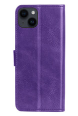 BASEY. Hoes Geschikt voor iPhone 15 Hoesje Bookcase Hoes Flip Case Book Cover - Hoesje Geschikt voor iPhone 15 Hoes Book Case Hoesje - Paars