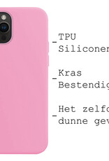 BASEY. Hoes Geschikt voor iPhone 15 Pro Hoesje Siliconen Back Cover Case - Hoesje Geschikt voor iPhone 15 Pro Hoes Cover Hoesje - Lichtroze