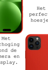 BASEY. Hoes Geschikt voor iPhone 15 Pro Hoesje Siliconen Back Cover Case - Hoesje Geschikt voor iPhone 15 Pro Hoes Cover Hoesje - Rood