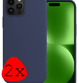 BASEY. BASEY. iPhone 15 Pro Hoesje Siliconen - Donkerblauw - 2 PACK