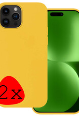 BASEY. Hoes Geschikt voor iPhone 15 Pro Hoesje Siliconen Back Cover Case - Hoesje Geschikt voor iPhone 15 Pro Hoes Cover Hoesje - Geel - 2 Stuks