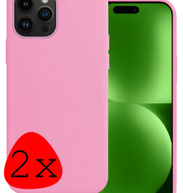 BASEY. BASEY. iPhone 15 Pro Hoesje Siliconen - Lichtroze - 2 PACK