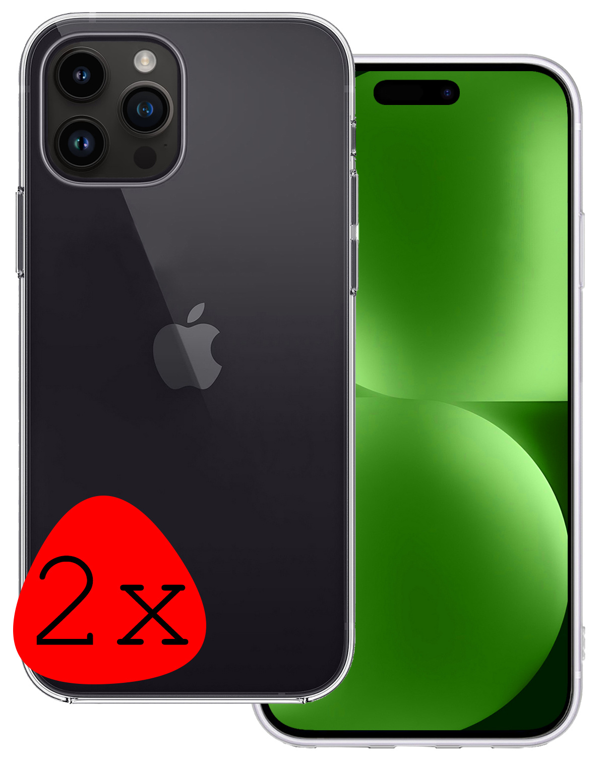 BASEY. Hoes Geschikt voor iPhone 15 Pro Hoesje Siliconen Back Cover Case - Hoesje Geschikt voor iPhone 15 Pro Hoes Cover Hoesje - Transparant - 2 Stuks