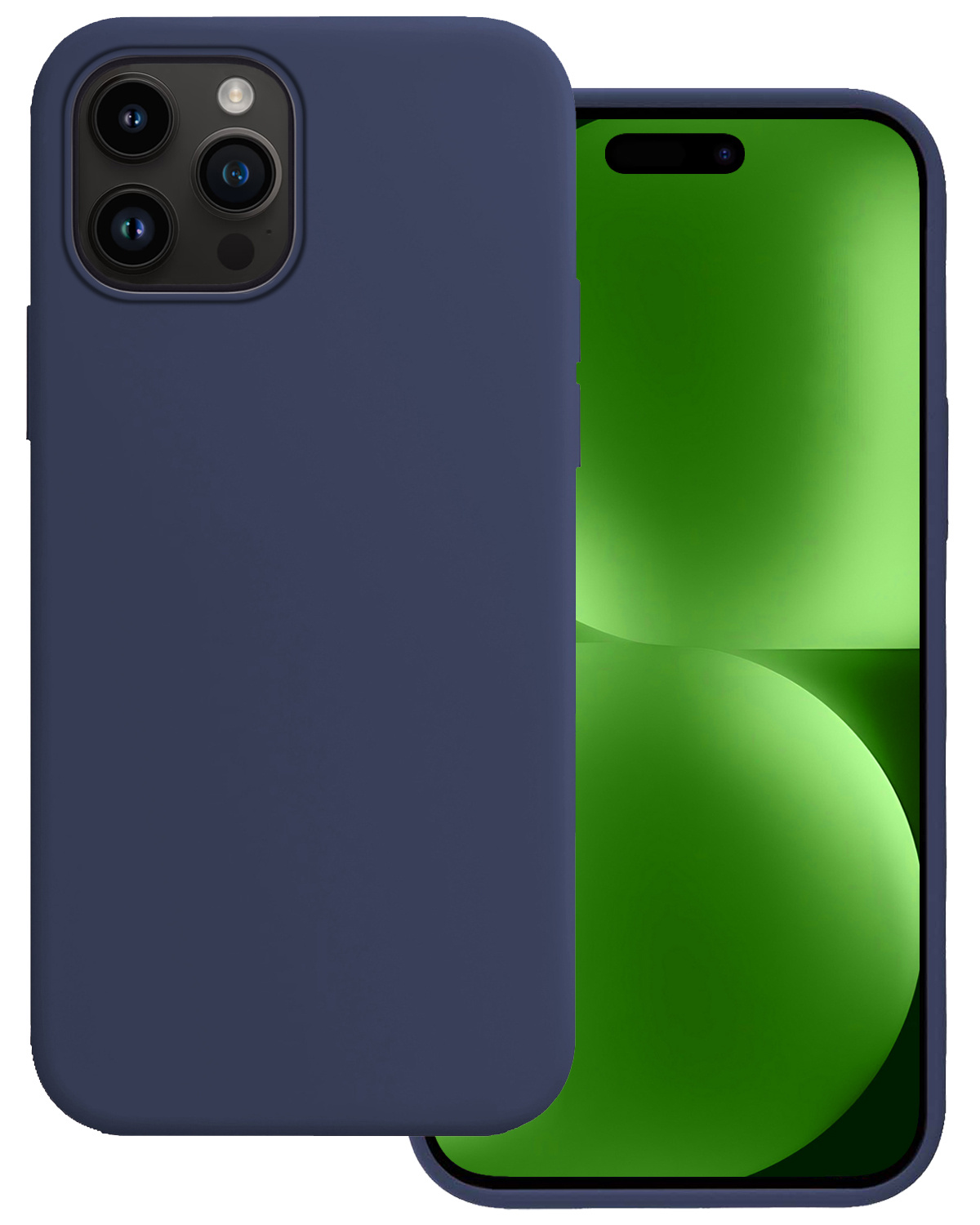 BASEY. Hoes Geschikt voor iPhone 15 Pro Max Hoesje Siliconen Back Cover Case - Hoesje Geschikt voor iPhone 15 Pro Max Hoes Cover Hoesje - Donkerblauw