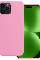 BASEY. Hoes Geschikt voor iPhone 15 Pro Max Hoesje Siliconen Back Cover Case - Hoesje Geschikt voor iPhone 15 Pro Max Hoes Cover Hoesje - Lichtroze