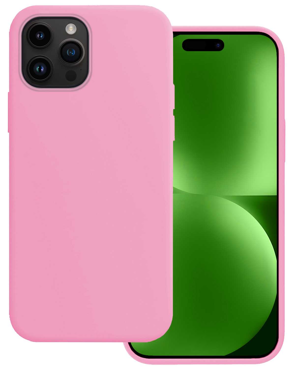 BASEY. Hoes Geschikt voor iPhone 15 Pro Max Hoesje Siliconen Back Cover Case - Hoesje Geschikt voor iPhone 15 Pro Max Hoes Cover Hoesje - Lichtroze