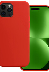 BASEY. Hoes Geschikt voor iPhone 15 Pro Max Hoesje Siliconen Back Cover Case - Hoesje Geschikt voor iPhone 15 Pro Max Hoes Cover Hoesje - Rood