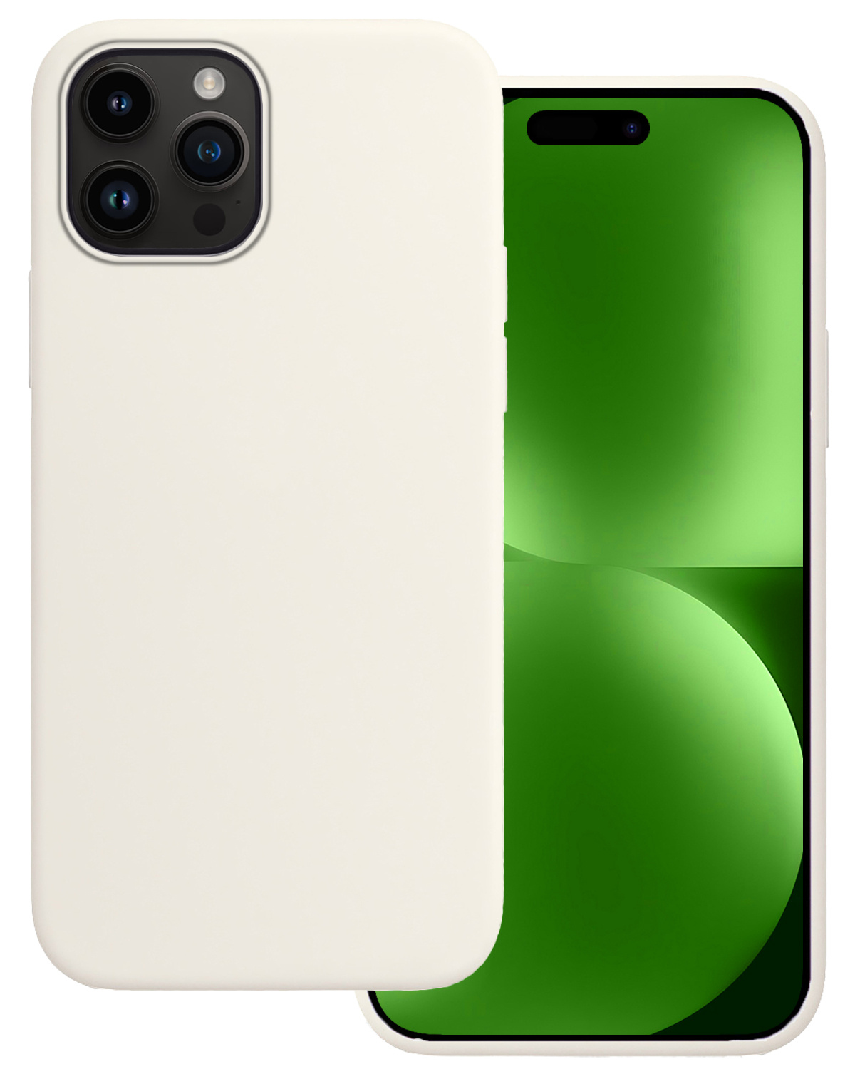 BASEY. Hoes Geschikt voor iPhone 15 Pro Max Hoesje Siliconen Back Cover Case - Hoesje Geschikt voor iPhone 15 Pro Max Hoes Cover Hoesje - Wit