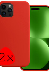 BASEY. Hoes Geschikt voor iPhone 15 Pro Max Hoesje Siliconen Back Cover Case - Hoesje Geschikt voor iPhone 15 Pro Max Hoes Cover Hoesje - Rood - 2 Stuks