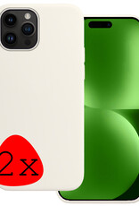 BASEY. Hoes Geschikt voor iPhone 15 Pro Max Hoesje Siliconen Back Cover Case - Hoesje Geschikt voor iPhone 15 Pro Max Hoes Cover Hoesje - Wit - 2 Stuks