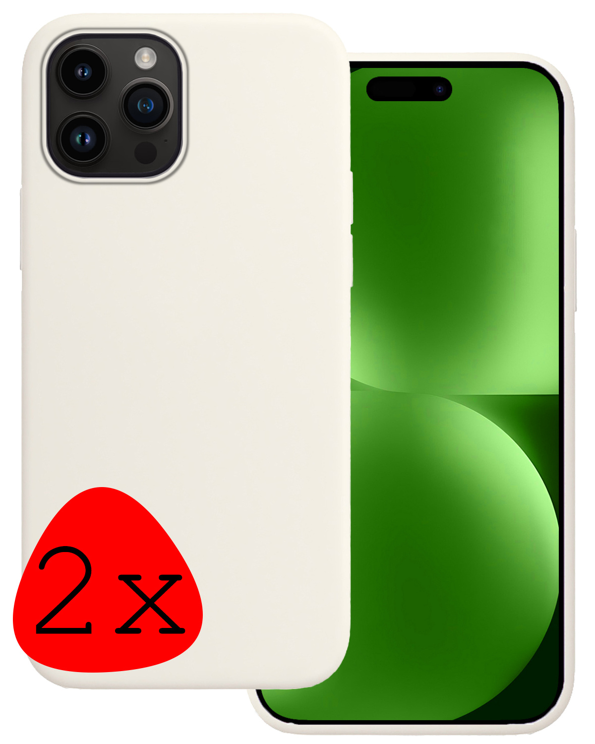 BASEY. Hoes Geschikt voor iPhone 15 Pro Max Hoesje Siliconen Back Cover Case - Hoesje Geschikt voor iPhone 15 Pro Max Hoes Cover Hoesje - Wit - 2 Stuks