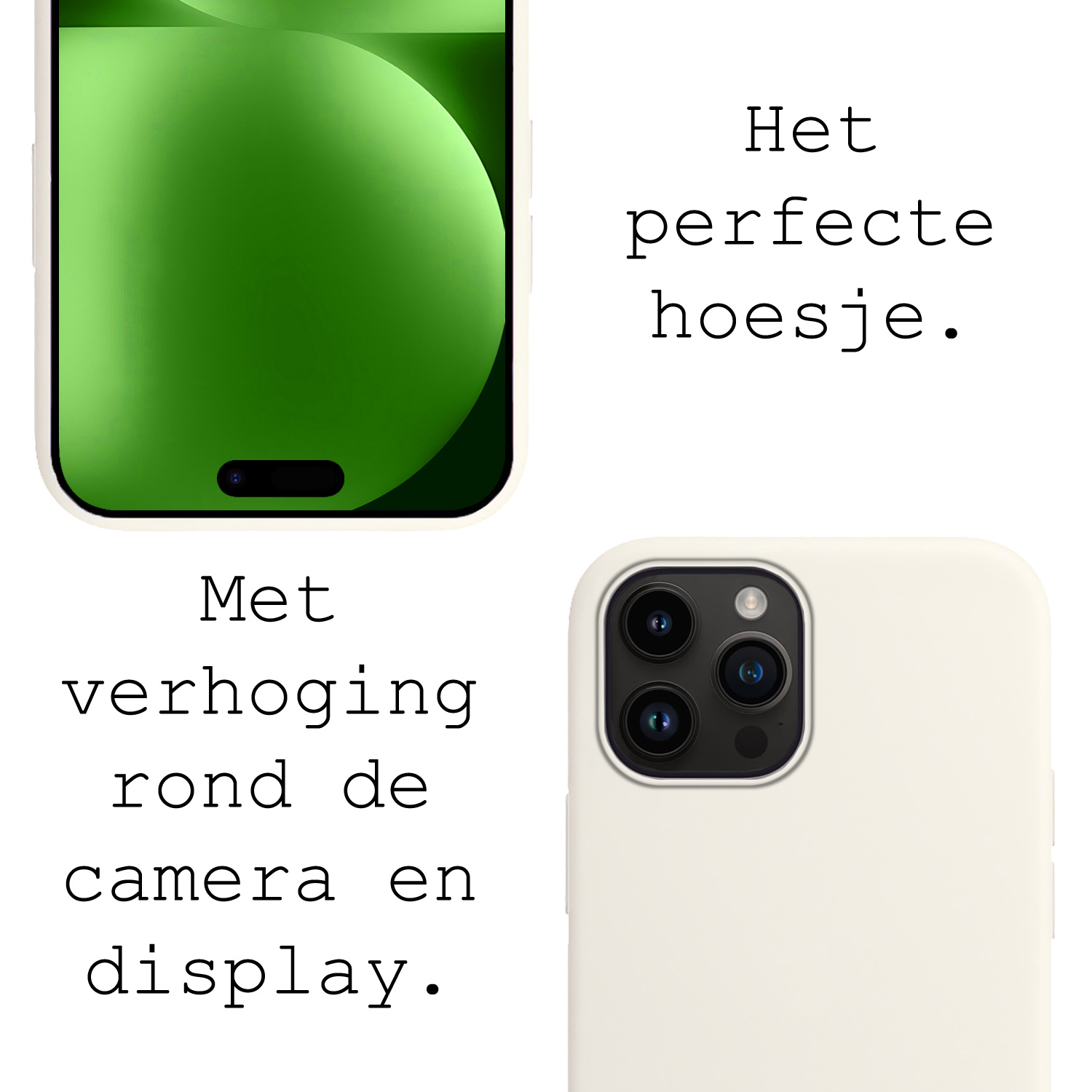 BASEY. Hoes Geschikt voor iPhone 15 Pro Max Hoesje Siliconen Back Cover Case - Hoesje Geschikt voor iPhone 15 Pro Max Hoes Cover Hoesje - Wit - 2 Stuks