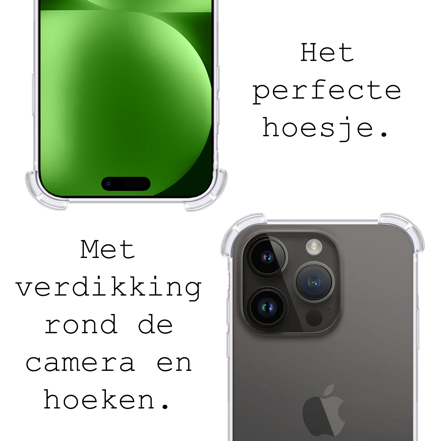 BASEY. Hoes Geschikt voor iPhone 15 Pro Max Hoesje Shock Proof Case Hoes Siliconen - Hoesje Geschikt voor iPhone 15 Pro Max Hoes Cover Shockproof - Transparant - 2 Stuks