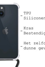 BASEY. Hoes Geschikt voor iPhone 15 Hoesje Shock Proof Case Met Koord Shock Hoes Met Koord - Hoesje Geschikt voor iPhone 15 Hoes Cover Met Koord - Transparant