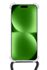 BASEY. Hoes Geschikt voor iPhone 15 Hoesje Shock Proof Case Met Koord Shock Hoes Met Koord - Hoesje Geschikt voor iPhone 15 Hoes Cover Met Koord - Transparant