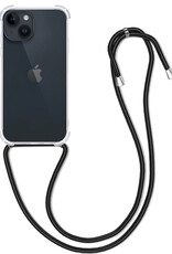 BASEY. Hoes Geschikt voor iPhone 15 Plus Hoesje Shock Proof Case Met Koord Shock Hoes Met Koord - Hoesje Geschikt voor iPhone 15 Plus Hoes Cover Met Koord - Transparant