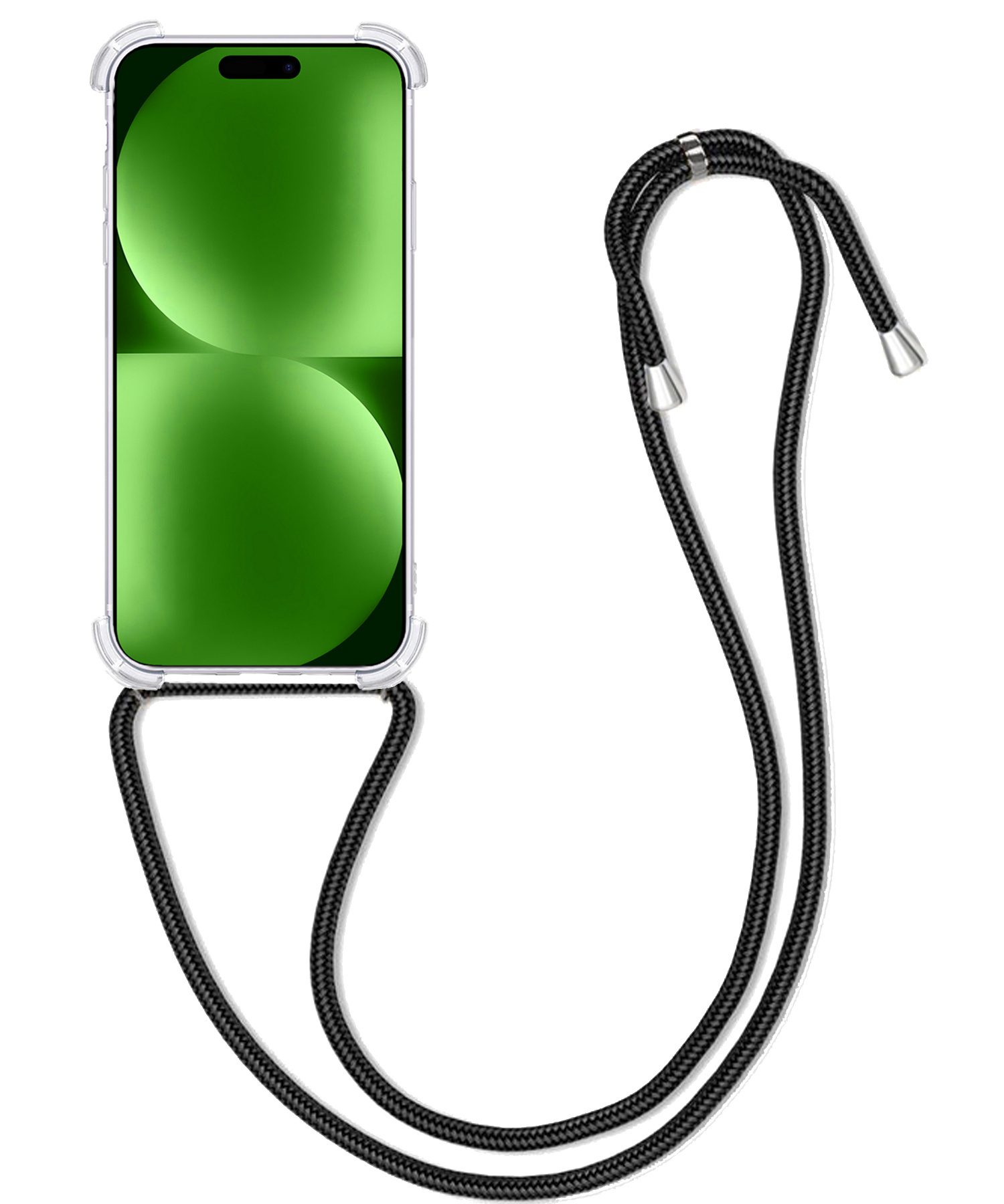 BASEY. Hoes Geschikt voor iPhone 15 Plus Hoesje Shock Proof Case Met Koord Shock Hoes Met Koord - Hoesje Geschikt voor iPhone 15 Plus Hoes Cover Met Koord - Transparant