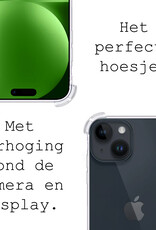 BASEY. Hoes Geschikt voor iPhone 15 Plus Hoesje Shock Proof Case Met Koord Shock Hoes Met Koord - Hoesje Geschikt voor iPhone 15 Plus Hoes Cover Met Koord - Transparant