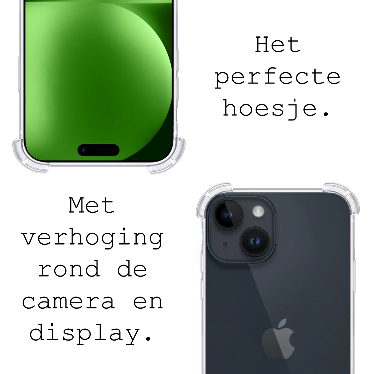 BASEY. Hoes Geschikt voor iPhone 15 Plus Hoesje Shock Proof Case Met Koord Shock Hoes Met Koord - Hoesje Geschikt voor iPhone 15 Plus Hoes Cover Met Koord - Transparant