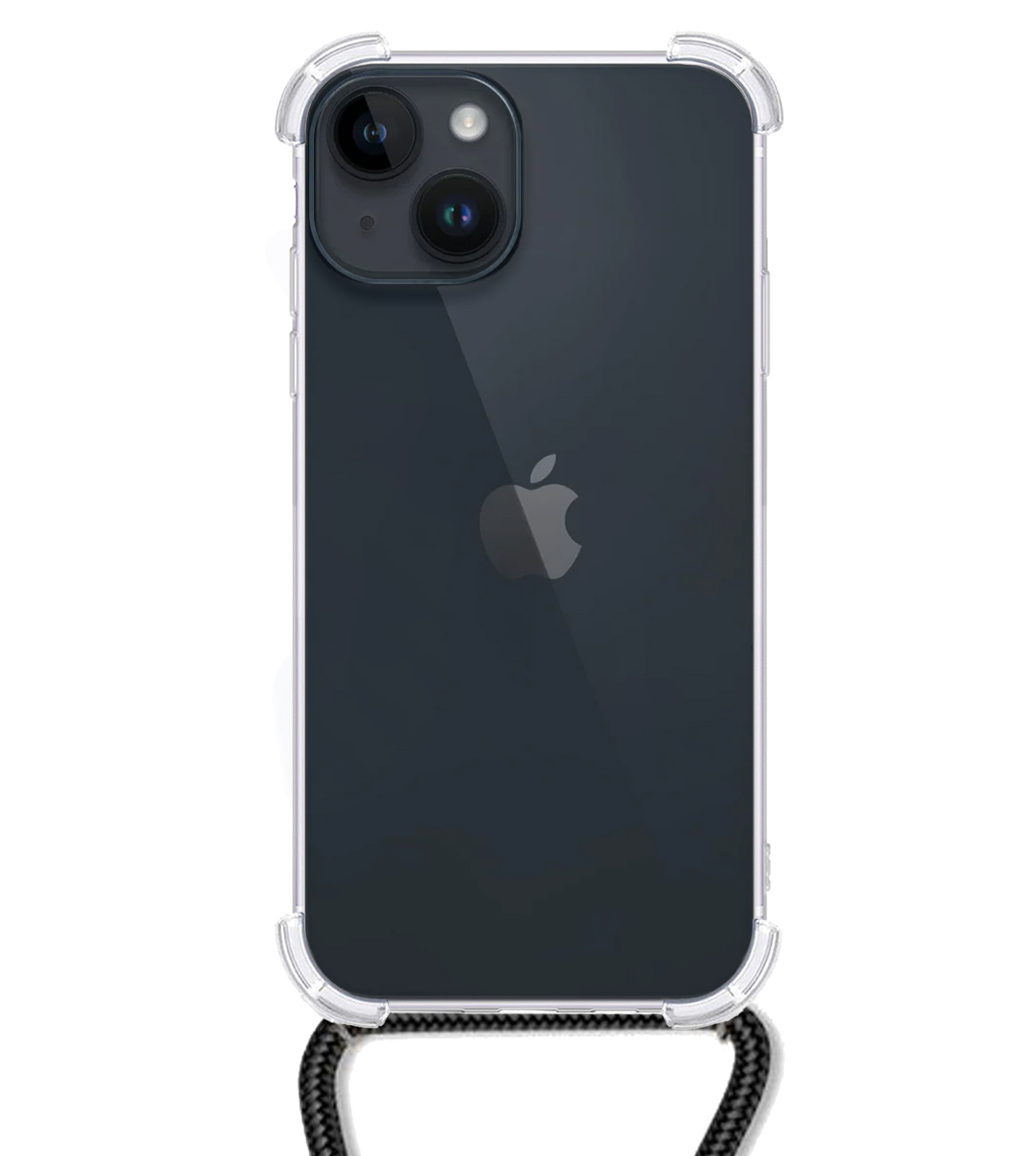 BASEY. Hoes Geschikt voor iPhone 15 Plus Hoesje Shock Proof Case Met Koord Shock Hoes Met Koord - Hoesje Geschikt voor iPhone 15 Plus Hoes Cover Met Koord - Transparant