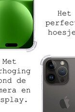 BASEY. Hoes Geschikt voor iPhone 15 Pro Hoesje Shock Proof Case Met Koord Shock Hoes Met Koord - Hoesje Geschikt voor iPhone 15 Pro Hoes Cover Met Koord - Transparant