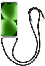 BASEY. Hoes Geschikt voor iPhone 15 Pro Max Hoesje Shock Proof Case Met Koord Shock Hoes Met Koord - Hoesje Geschikt voor iPhone 15 Pro Max Hoes Cover Met Koord - Transparant