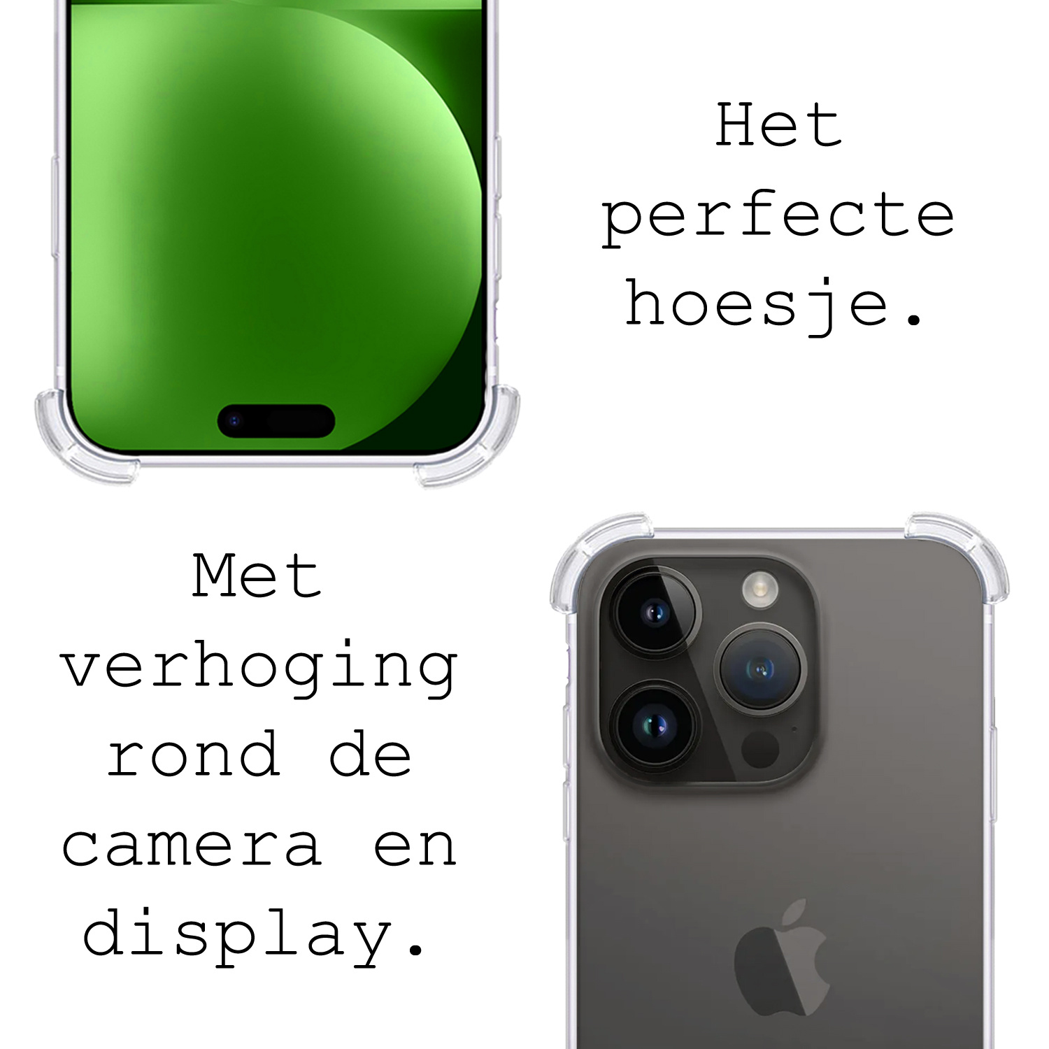 BASEY. Hoes Geschikt voor iPhone 15 Pro Max Hoesje Shock Proof Case Met Koord Shock Hoes Met Koord - Hoesje Geschikt voor iPhone 15 Pro Max Hoes Cover Met Koord - Transparant