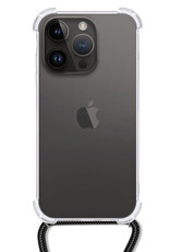 BASEY. Hoes Geschikt voor iPhone 15 Pro Max Hoesje Shock Proof Case Met Koord Shock Hoes Met Koord - Hoesje Geschikt voor iPhone 15 Pro Max Hoes Cover Met Koord - Transparant