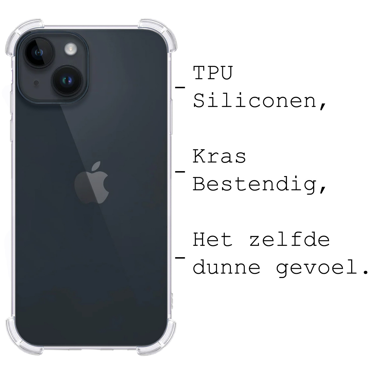 BASEY. Hoes Geschikt voor iPhone 15 Plus Hoesje Shock Proof Case Hoes Siliconen Met Screenprotector - Hoesje Geschikt voor iPhone 15 Plus Hoes Cover Shockproof - Transparant