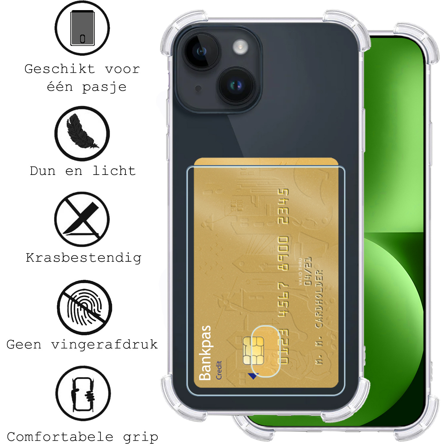 BASEY. Hoes Geschikt voor iPhone 15 Hoesje Shock Proof Case Hoes Met 2x Screenprotector - Hoesje Geschikt voor iPhone 15 Hoes Cover Shockproof - Transparant