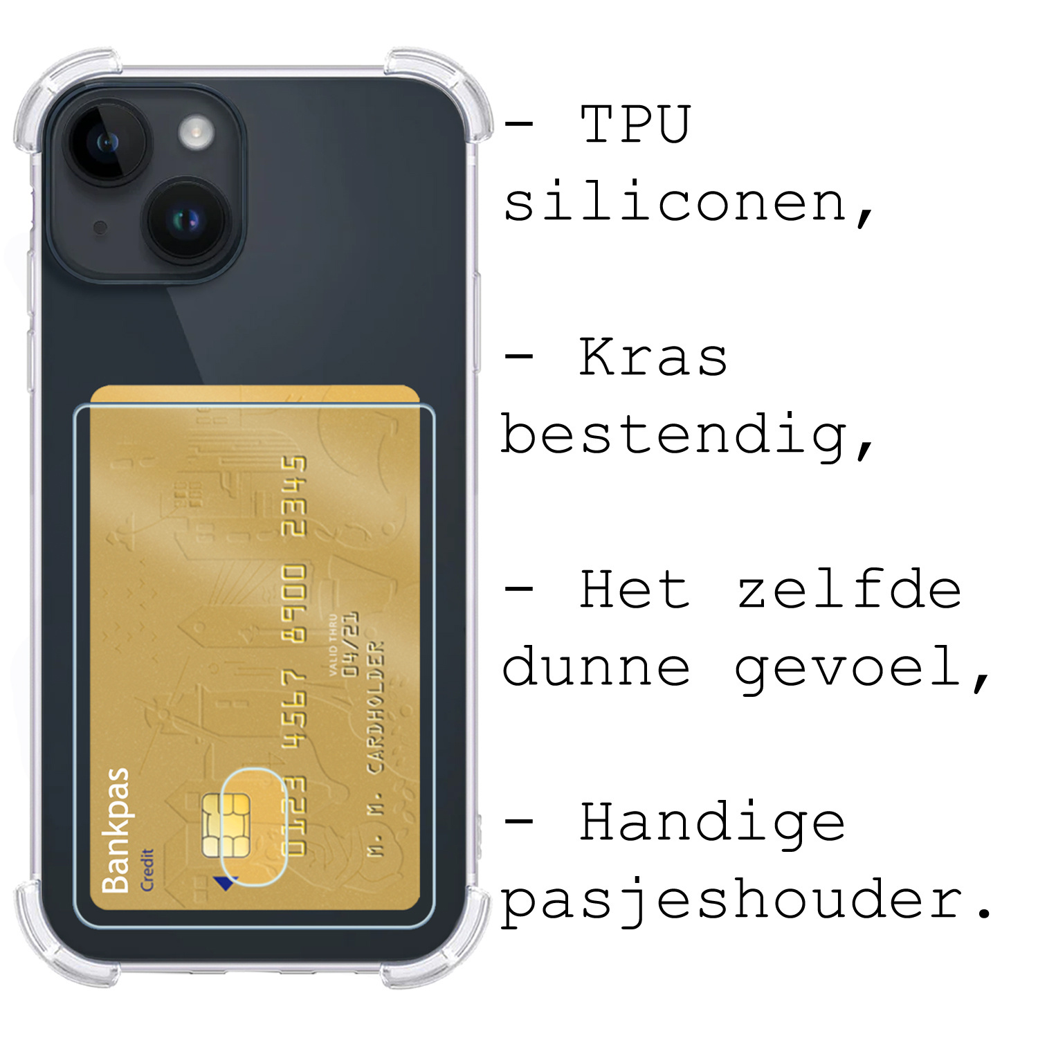 BASEY. Hoes Geschikt voor iPhone 15 Hoesje Shock Proof Case Hoes Met 2x Screenprotector - Hoesje Geschikt voor iPhone 15 Hoes Cover Shockproof - Transparant