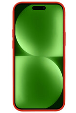 BASEY. Hoes Geschikt voor iPhone 15 Hoesje Siliconen Back Cover Case Met Screenprotector - Hoesje Geschikt voor iPhone 15 Hoes Cover Hoesje - Rood