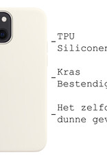 BASEY. Hoes Geschikt voor iPhone 15 Hoesje Siliconen Back Cover Case Met Screenprotector - Hoesje Geschikt voor iPhone 15 Hoes Cover Hoesje - Wit